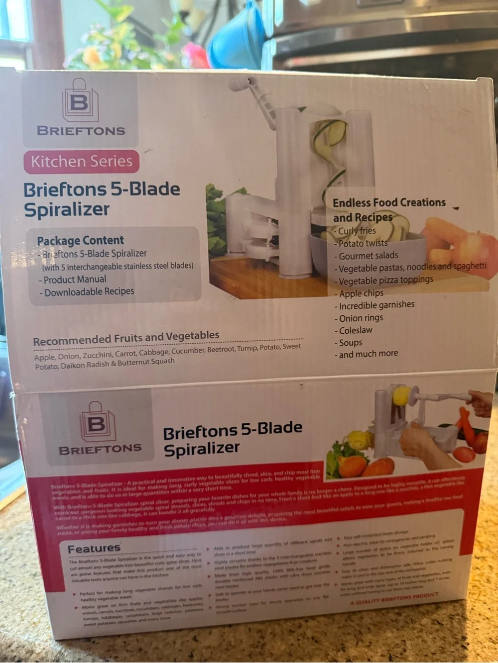 Brieftons 5-Blade Spiralizer: Vegetable Spiral Slicer